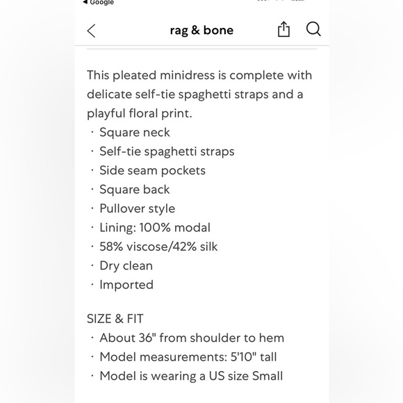 $450 RAG AND BONE BAILEY vibrant, spaghetti strap, mini dress floral appliqué - Picture 7 of 10